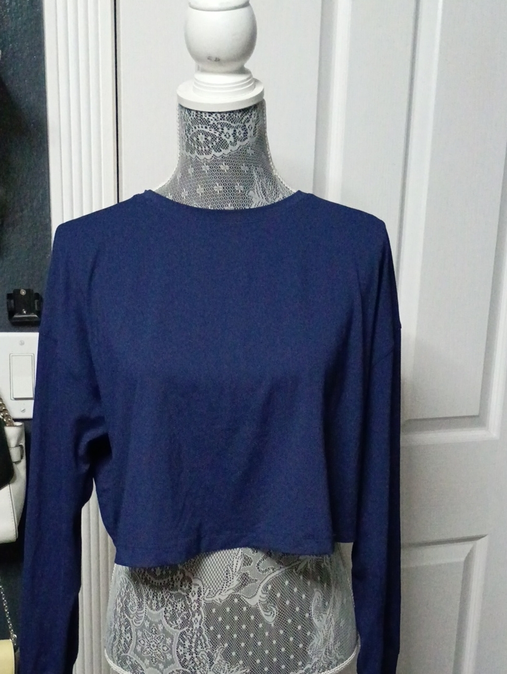 lululemon athletica Navy Long-Sleeve Cropped Crew Top